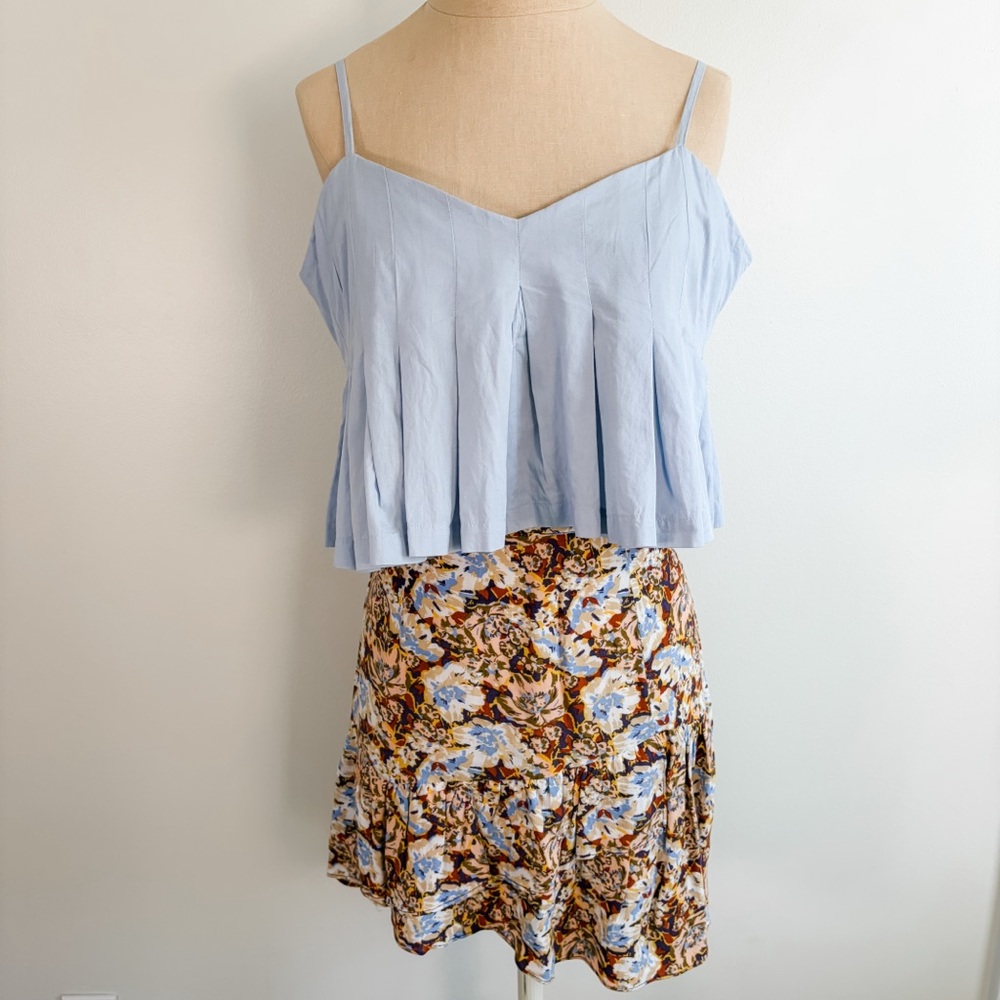 Free People Nadia Yellow Floral Print Ruffled Wrap Mini Skirt - Picture 11 of 15